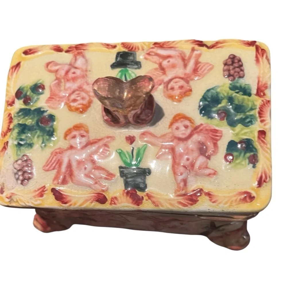 Occupied Japan Cherub Trinket Box